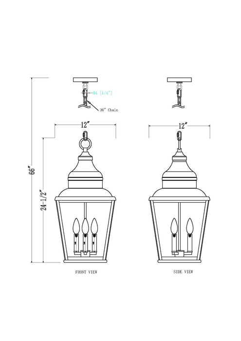 Z-Lite - 5029CHB-BK - Three Light Outdoor Chain Mount Ceiling Fixture - Raphael - Sand Black