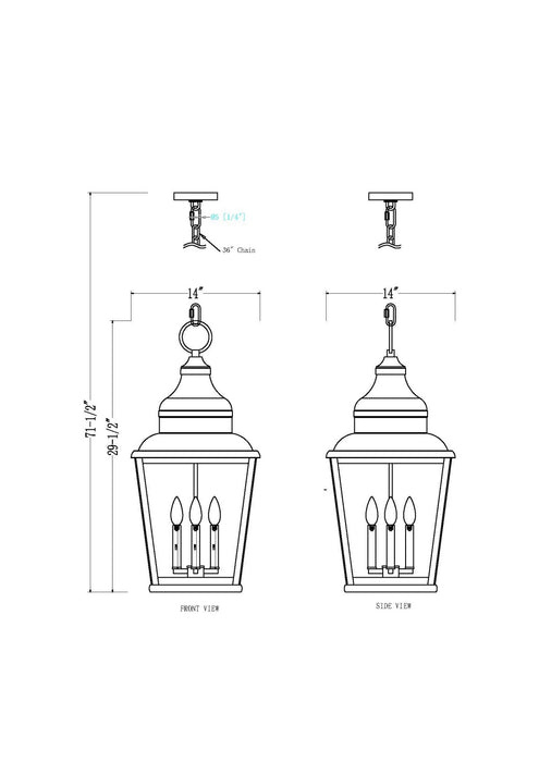 Z-Lite - 5029CHXL-BK - Four Light Outdoor Chain Mount Ceiling Fixture - Raphael - Sand Black