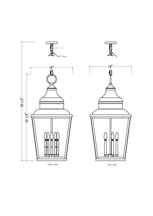 Z-Lite - 5029CHXXL-BK - Five Light Outdoor Chain Mount Ceiling Fixture - Raphael - Sand Black