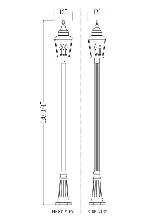 Z-Lite - 5029PHBR-5011P-BK - Three Light Outdoor Post Mount - Raphael - Sand Black