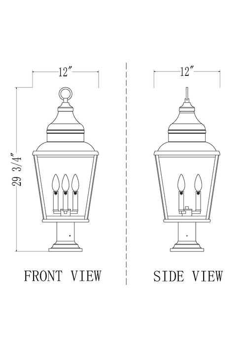 Z-Lite - 5029PHBR-533PM-BK - Three Light Outdoor Pier Mount - Raphael - Sand Black