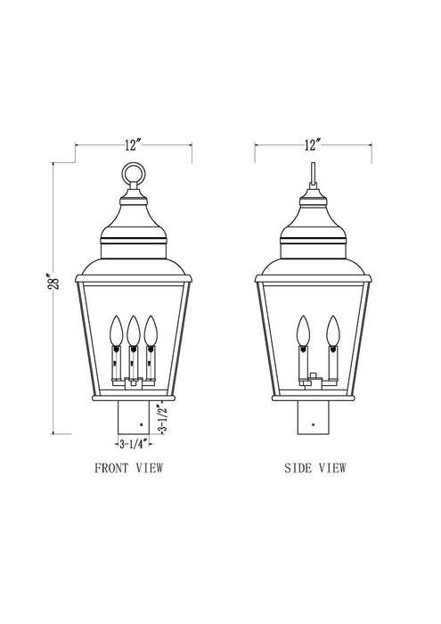 Z-Lite - 5029PHBR-BK - Three Light Outdoor Post Mount - Raphael - Sand Black