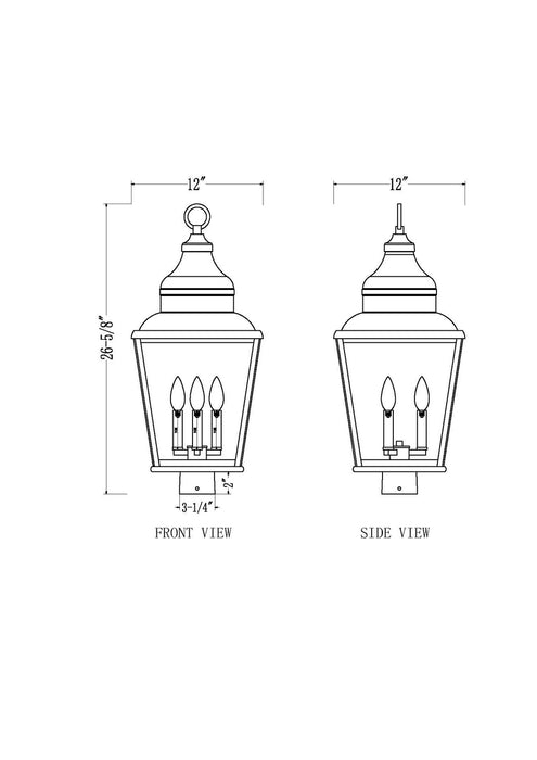 Z-Lite - 5029PHBS-BK - Three Light Outdoor Post Mount - Raphael - Sand Black