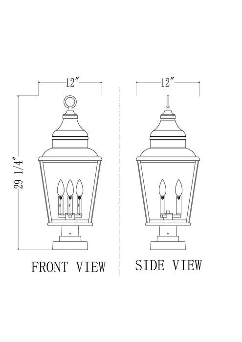 Z-Lite - 5029PHBS-SQPM-BK - Three Light Outdoor Pier Mount - Raphael - Sand Black