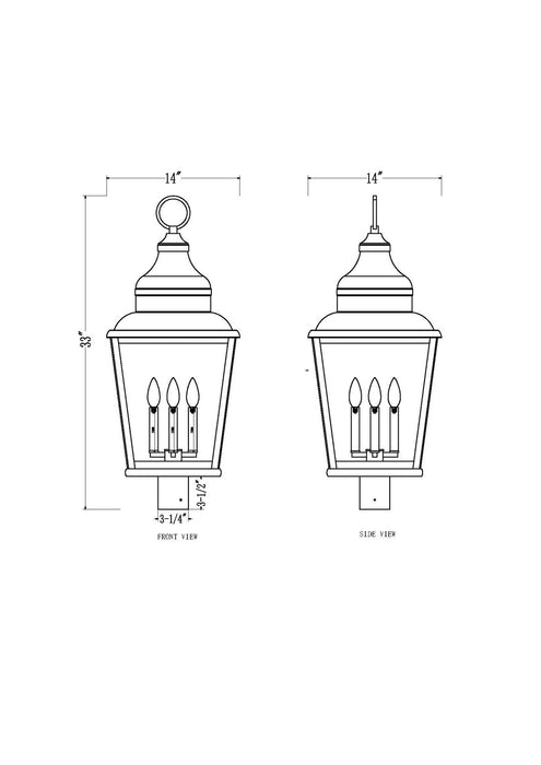 Z-Lite - 5029PHXLR-BK - Four Light Outdoor Post Mount - Raphael - Sand Black