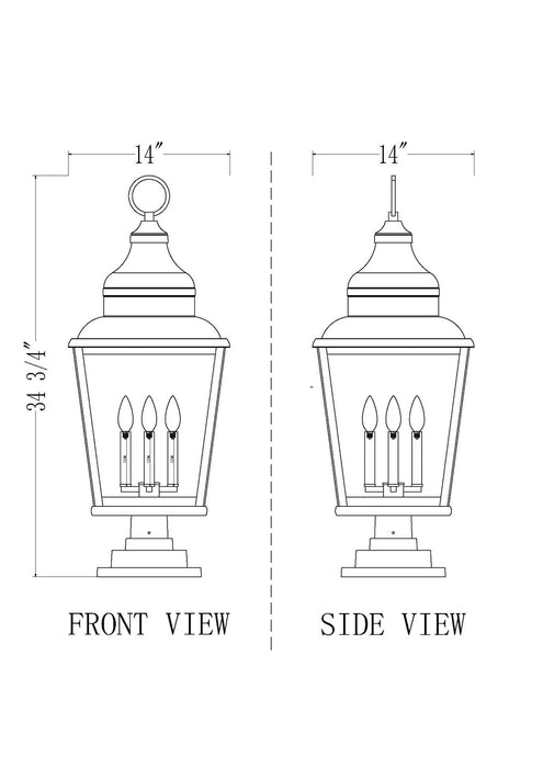 Z-Lite - 5029PHXLS-LSQPM-BK - Four Light Outdoor Pier Mount - Raphael - Sand Black