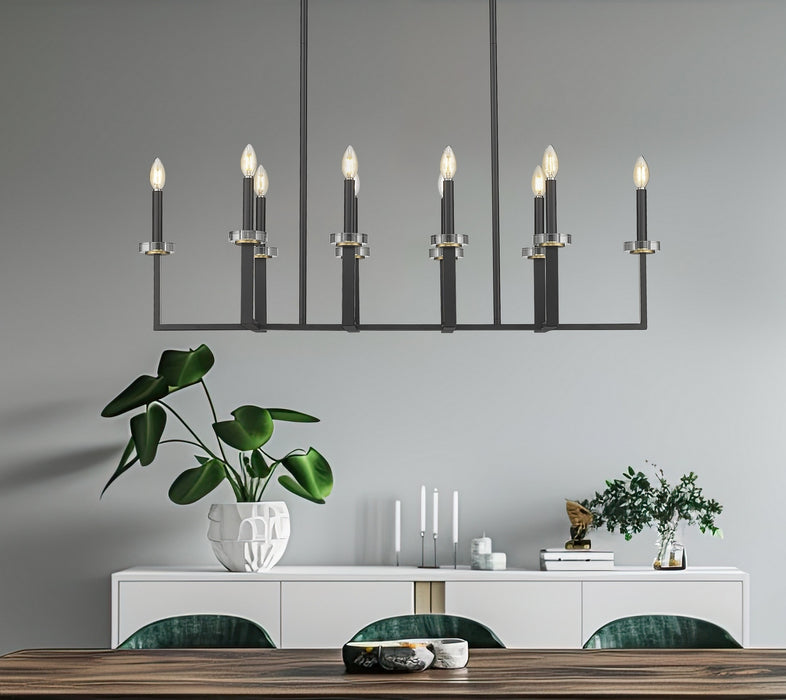 Z-Lite - 6100-10L-MB - Ten Light Linear Chandelier - Gaultier - Matte Black+Mordern Gold