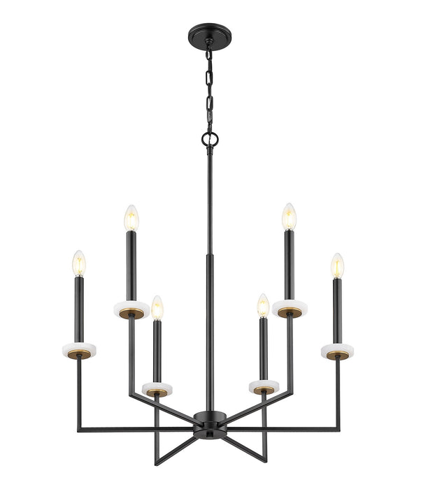 Z-Lite - 6100-6MB - Six Light Chandelier - Gaultier - Matte Black+Mordern Gold