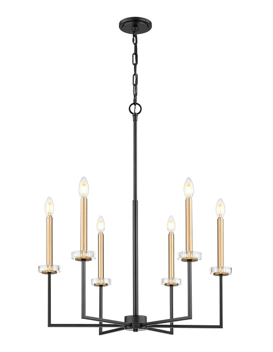 Z-Lite - 6100-6MB - Six Light Chandelier - Gaultier - Matte Black+Mordern Gold