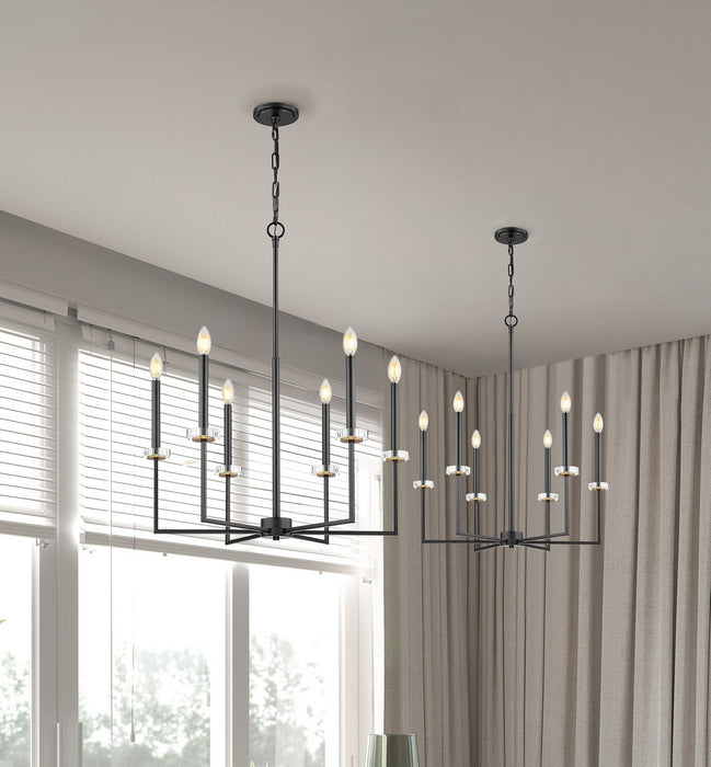 Z-Lite - 6100-6MB - Six Light Chandelier - Gaultier - Matte Black+Mordern Gold