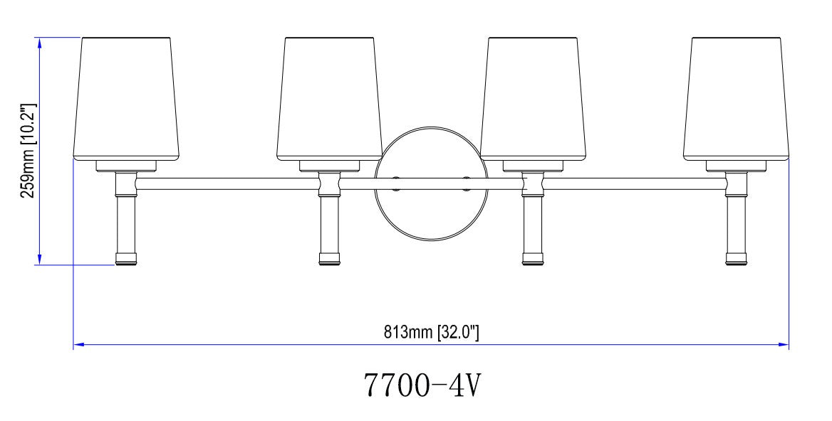 Z-Lite - 7700-4V-MB - Four Light Vanity - Henri - Matte Black