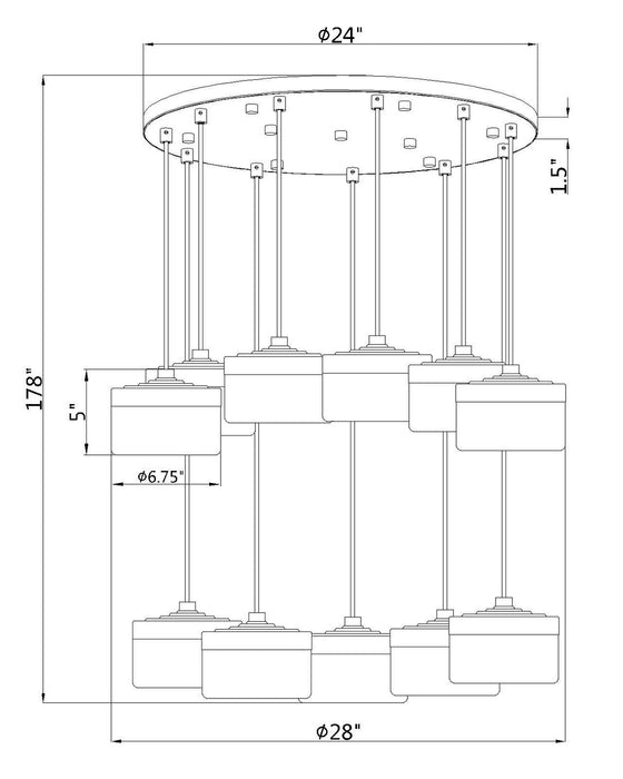 Z-Lite - 827P6-11R-MGLD-LED - LED Chandelier - Renaud - Modern Gold