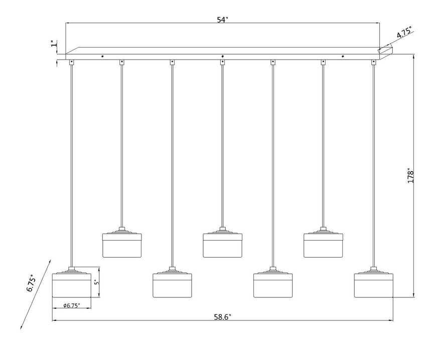 Z-Lite - 827P6-7L-MGLD-LED - LED Linear Chandelier - Renaud - Modern Gold