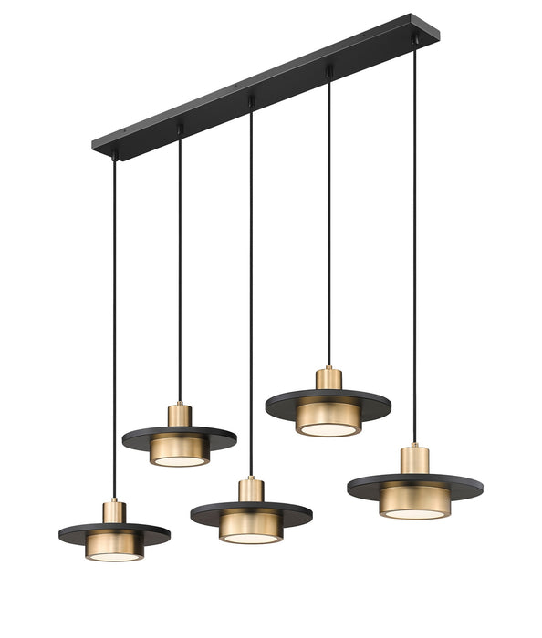 Z-Lite - 829P12-5L-MB-MGLD-LE - LED Linear Chandelier - Ludo - Matte Black + Modern Gold
