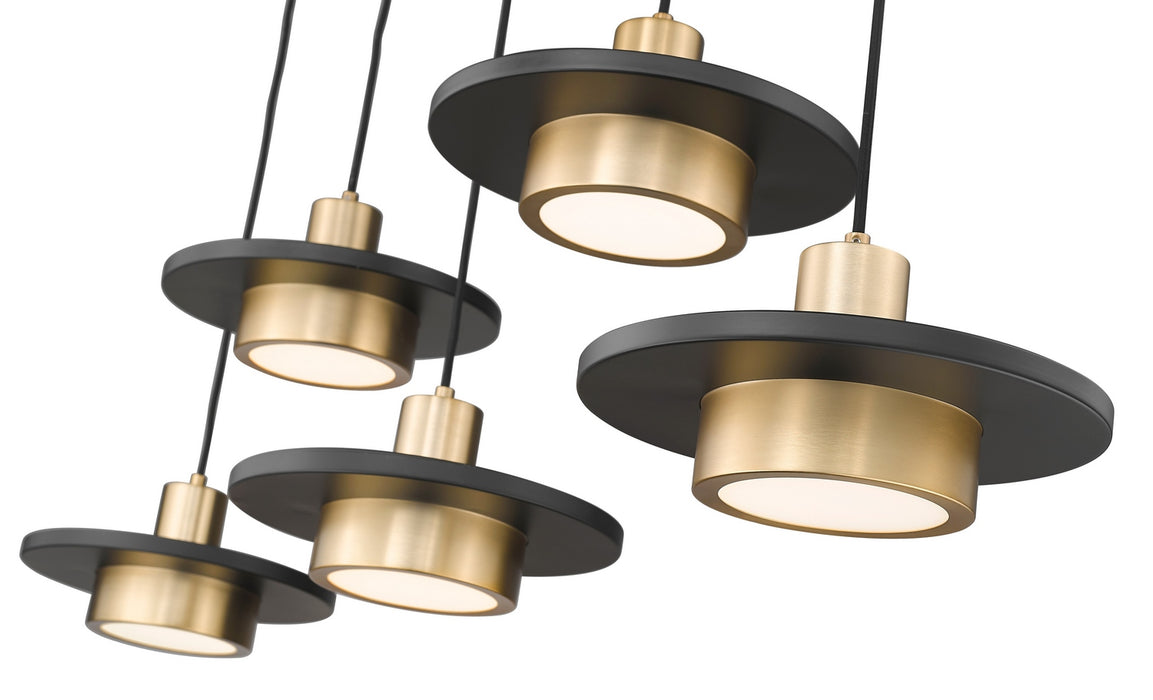 Z-Lite - 829P12-5L-MB-MGLD-LE - LED Linear Chandelier - Ludo - Matte Black + Modern Gold