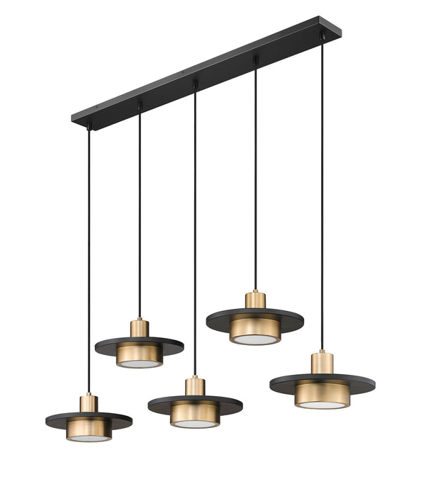 Z-Lite - 829P12-5L-MB-MGLD-LE - LED Linear Chandelier - Ludo - Matte Black + Modern Gold