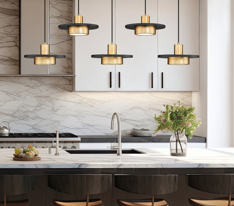 Z-Lite - 829P12-5L-MB-MGLD-LE - LED Linear Chandelier - Ludo - Matte Black + Modern Gold