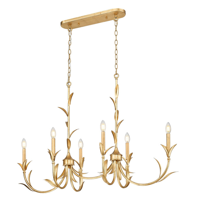 Z-Lite - 830-44L-GLF - Six Light Linear Chandelier - Aslin - Gold Leaf