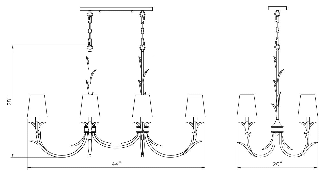 Z-Lite - 830-44L-TXWH - Six Light Linear Chandelier - Aslin - Textured White
