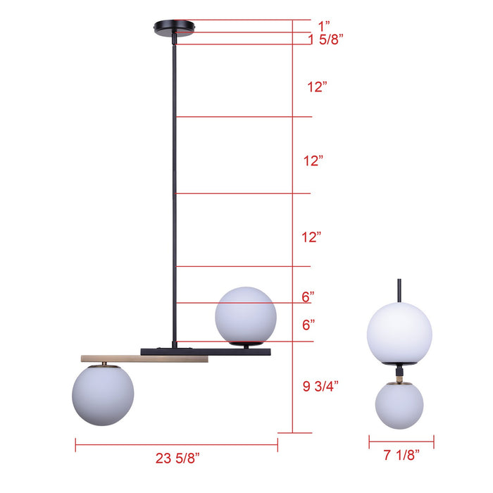 Canarm - IPL2261B02BKG - Two Light Pendant - Lumi - Matte Black