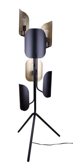 Canarm - IFL2280B67BKG - Six Light Floor Lamp - Zyric - Matte Black & Painted Gold