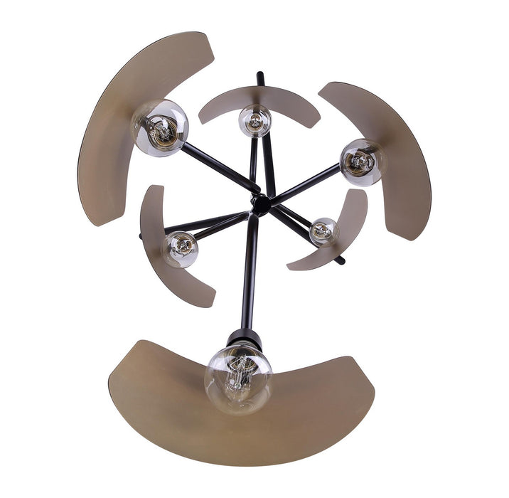 Canarm - IFL2280B67BKG - Six Light Floor Lamp - Zyric - Matte Black & Painted Gold