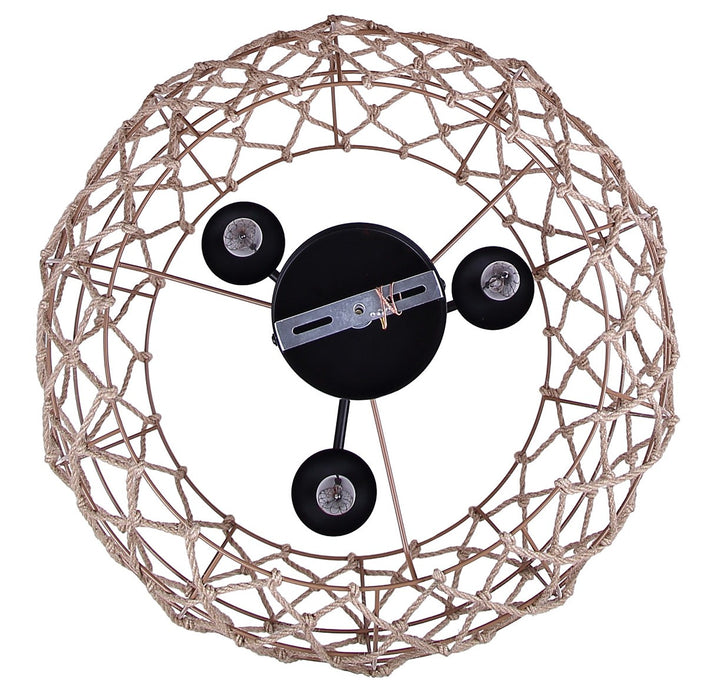 Canarm - IPL2269B03BK20 - Three Light Pendant - Hora-Marron - Matte Black + Rope