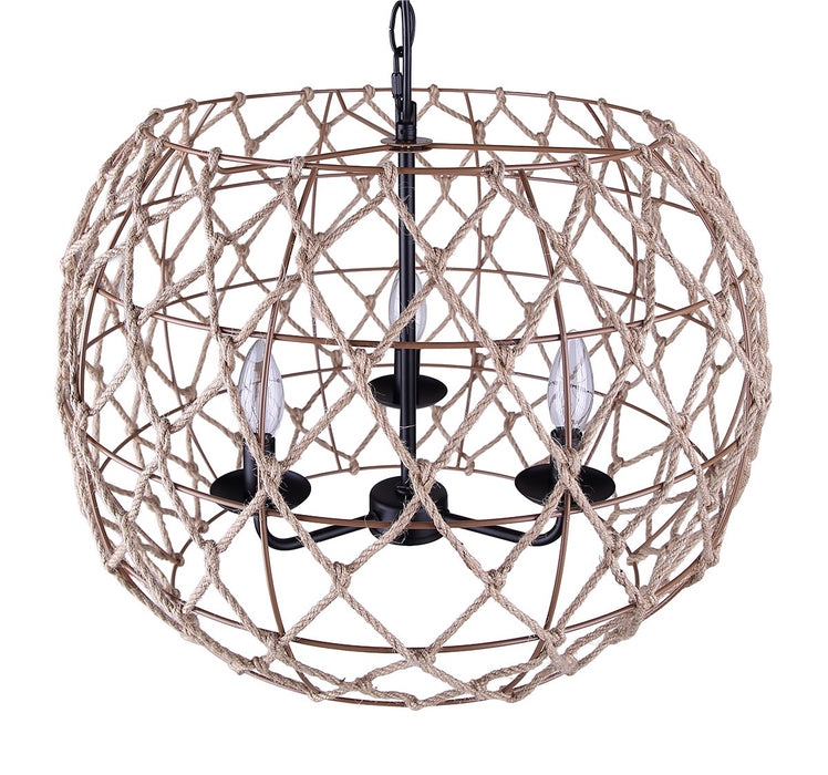 Canarm - IPL2269B03BK20 - Three Light Pendant - Hora-Marron - Matte Black + Rope