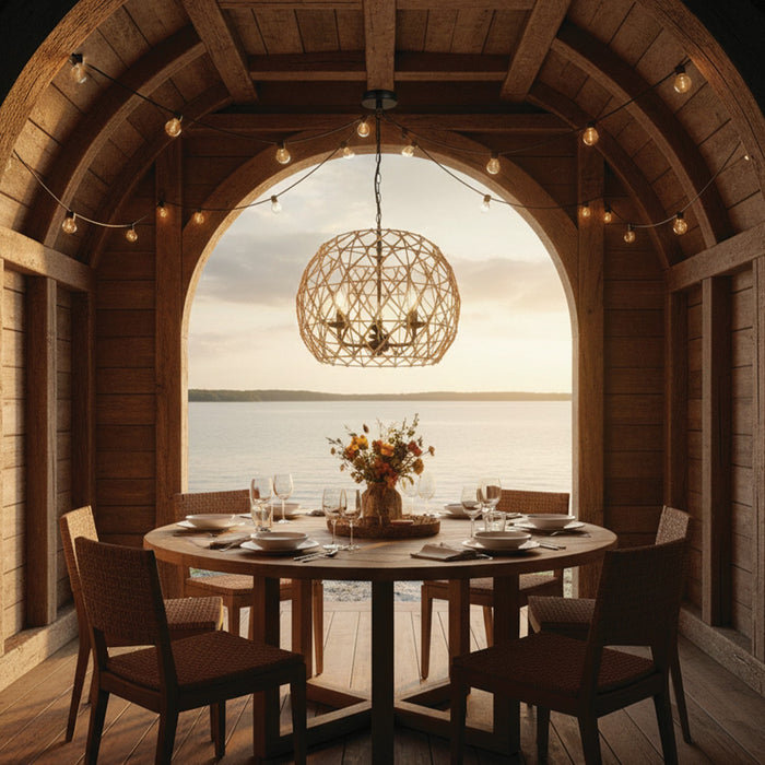 Canarm - IPL2269B03BK20 - Three Light Pendant - Hora-Marron - Matte Black + Rope