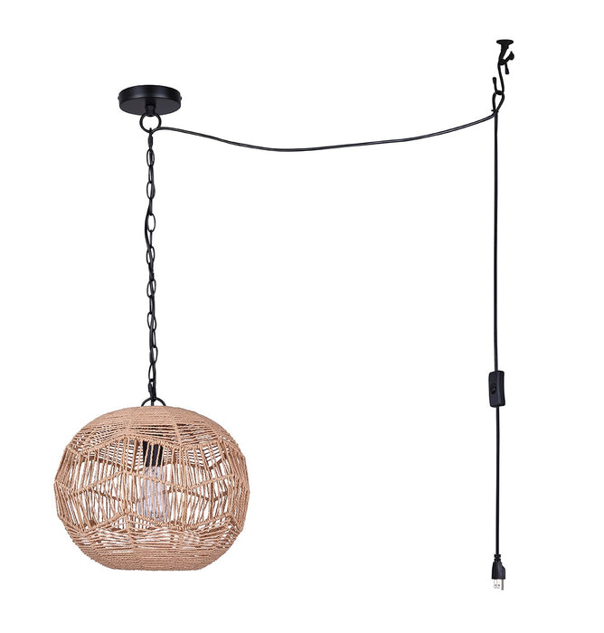 Canarm - IPL1197A01BK-NA - One Light Pendant - Valence - Matte Black + Natural