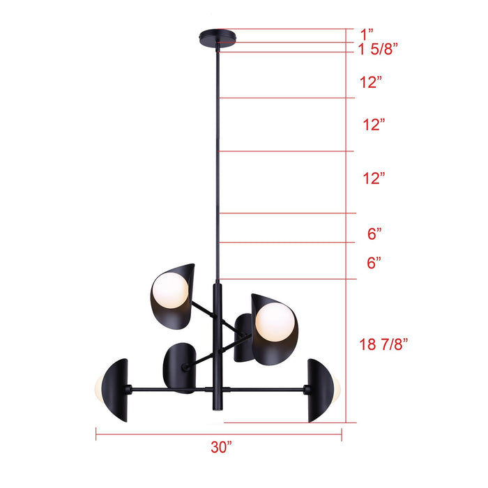Canarm - ICH2287B06BK9 - Six Light Chandelier - Arion - Matte Black