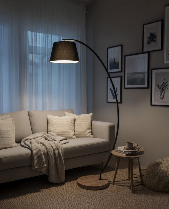 Canarm - IFL2281B62BKW - One Light Floor Lamp - Elan - Matte Black & Real Wood