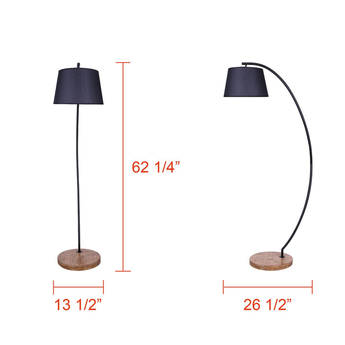 Canarm - IFL2281B62BKW - One Light Floor Lamp - Elan - Matte Black & Real Wood
