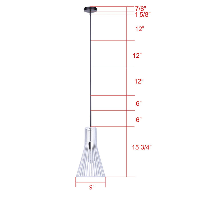 Canarm - IPL1238A01BW - One Light Pendant - Elim - Matte Black And White