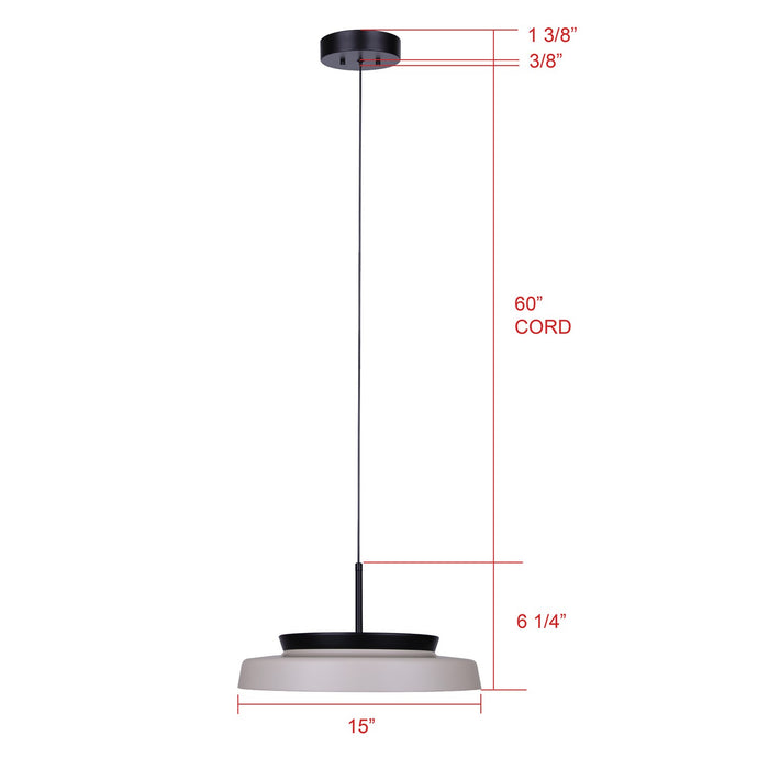 Canarm - LPL340A15BKS - LED Pendant - Petra - Matte Black And Stone