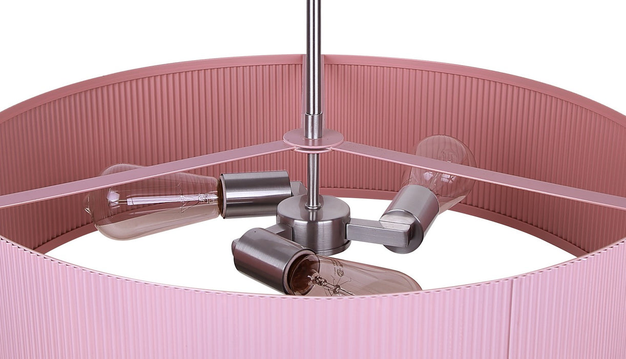 Canarm - ICH2267B03BNP22 - Three Light Chandelier - Evienne - Brushed Nickel And Pink