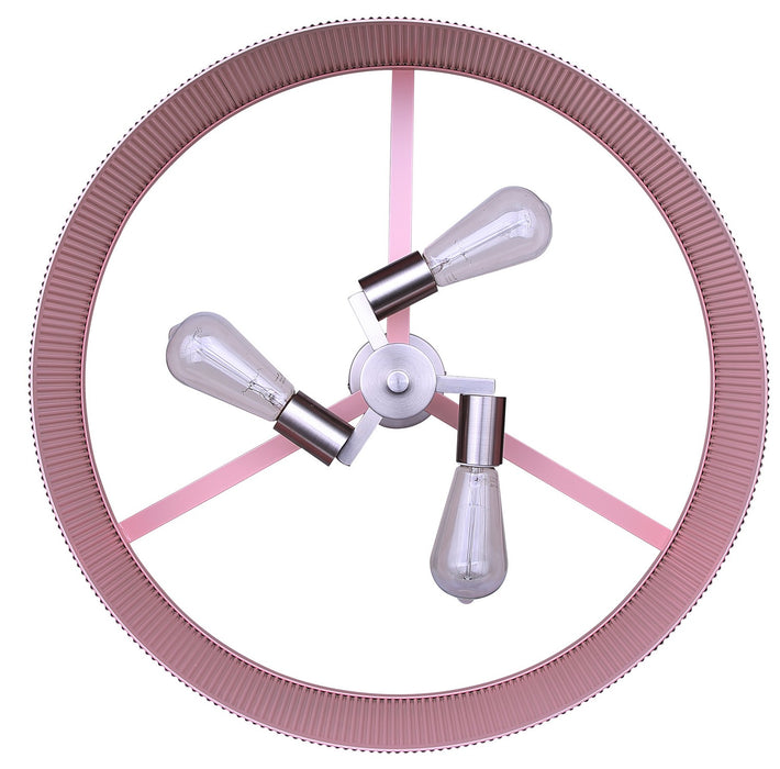 Canarm - ICH2267B03BNP22 - Three Light Chandelier - Evienne - Brushed Nickel And Pink
