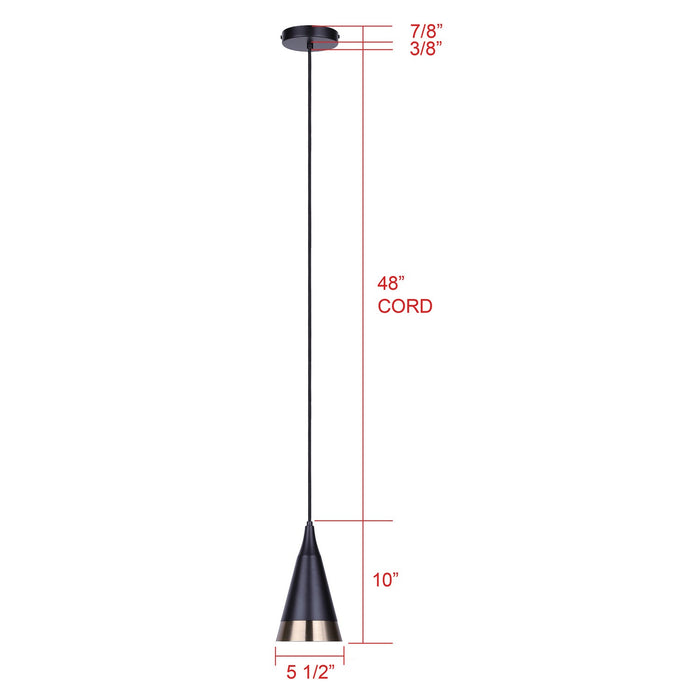 Canarm - IPL1240A01BKG - One Light Pendant - Noire - Matte Black + Gold