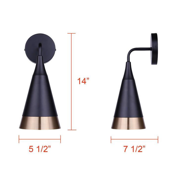 Canarm - IWF1240A01BKG - One Light Wall Sconce - Noiré - Matte Black + Gold