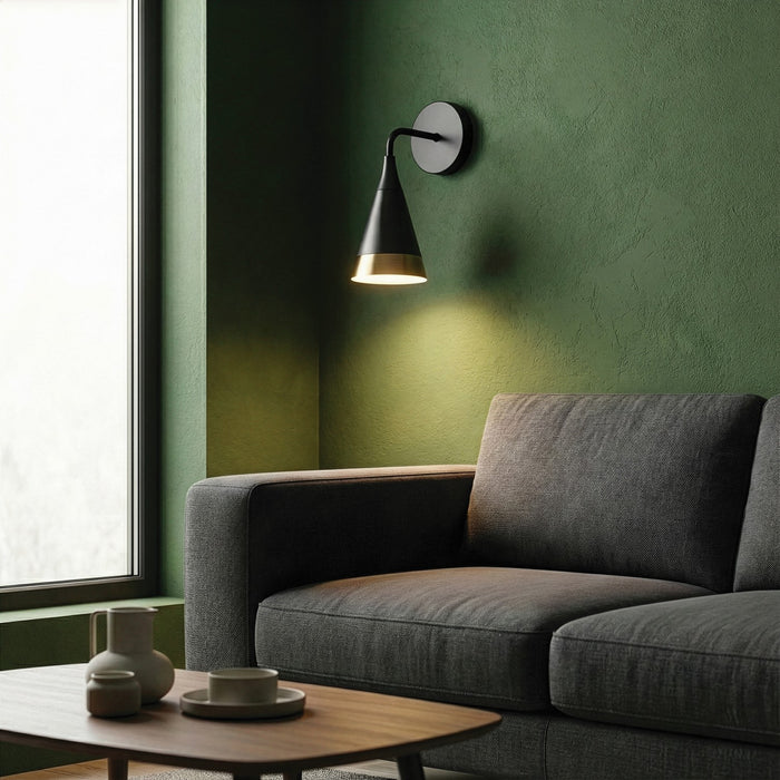 Canarm - IWF1240A01BKG - One Light Wall Sconce - Noiré - Matte Black + Gold