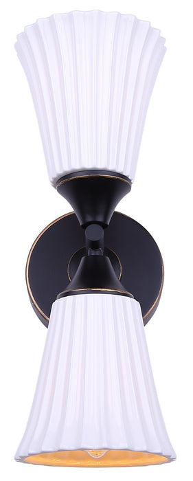 Canarm - IWF2274B02BK - Two Light Wall Sconce - Draven - Matte Black + White