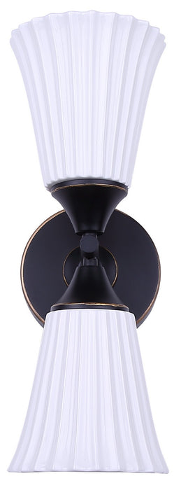 Canarm - IWF2274B02BK - Two Light Wall Sconce - Draven - Matte Black + White