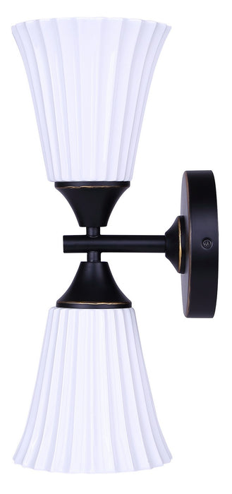 Canarm - IWF2274B02BK - Two Light Wall Sconce - Draven - Matte Black + White