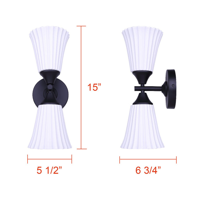 Canarm - IWF2274B02BK - Two Light Wall Sconce - Draven - Matte Black + White