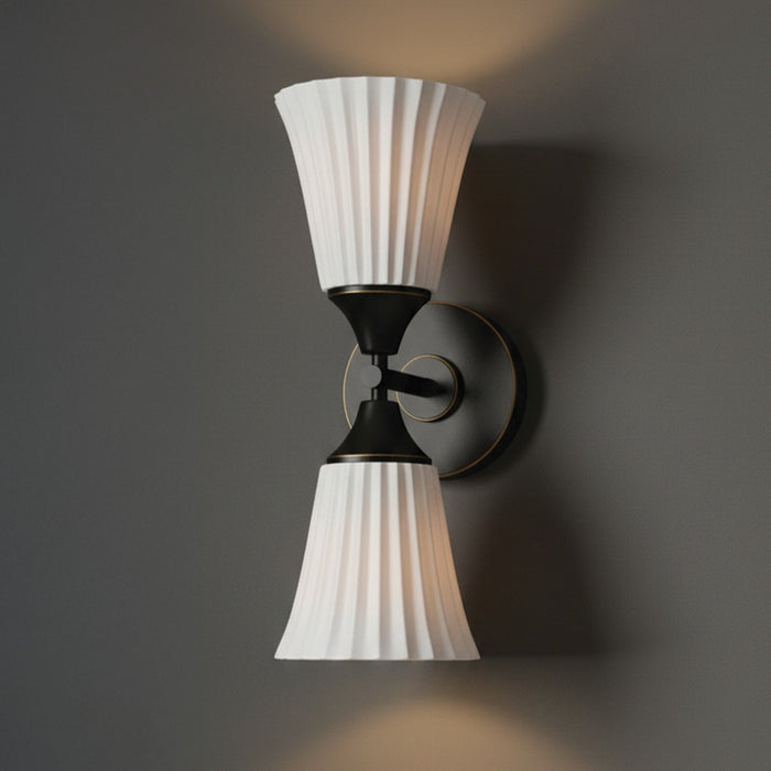 Canarm - IWF2274B02BK - Two Light Wall Sconce - Draven - Matte Black + White