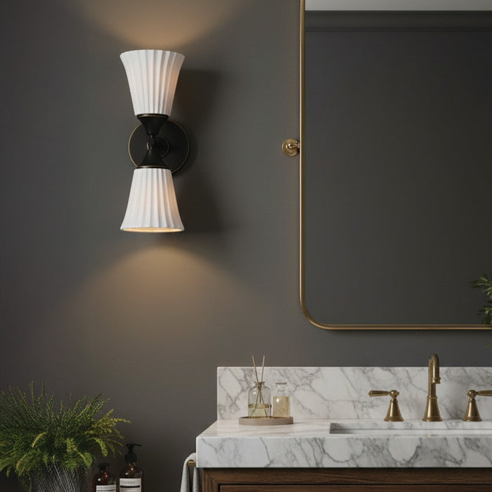 Canarm - IWF2274B02BK - Two Light Wall Sconce - Draven - Matte Black + White