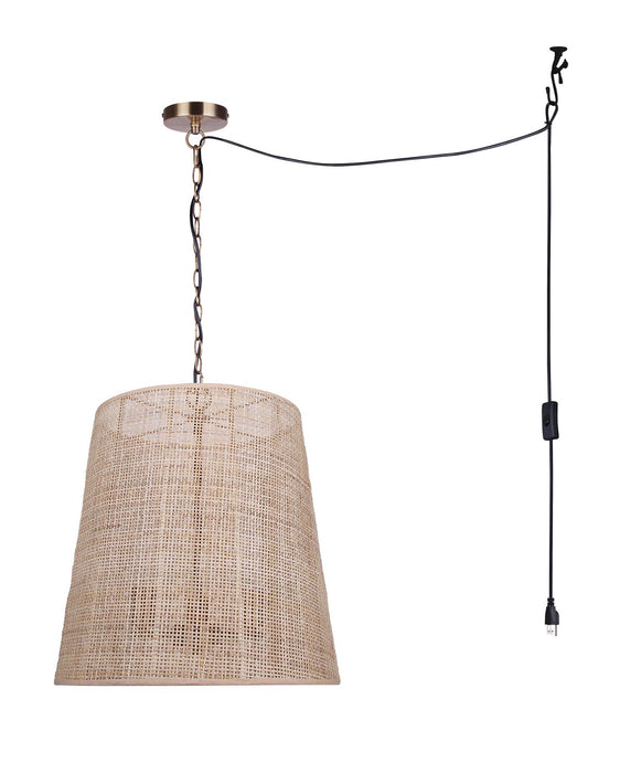 Canarm - IPL2270B03GD18 - Three Light Pendant - Manille - Gold + Natural Rattan