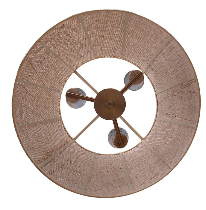 Canarm - IPL2270B03GD18 - Three Light Pendant - Manille - Gold + Natural Rattan
