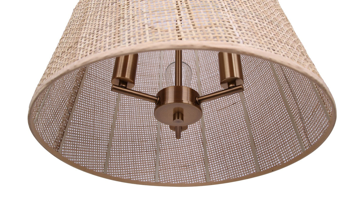 Canarm - IPL2270B03GD18 - Three Light Pendant - Manille - Gold + Natural Rattan