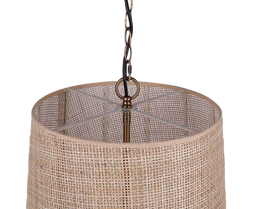Canarm - IPL2270B03GD18 - Three Light Pendant - Manille - Gold + Natural Rattan